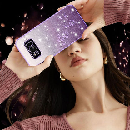 Gradient Glitter Flower All-inclusive Phone Case, For Samsung Galaxy S8, For Samsung Galaxy S8+