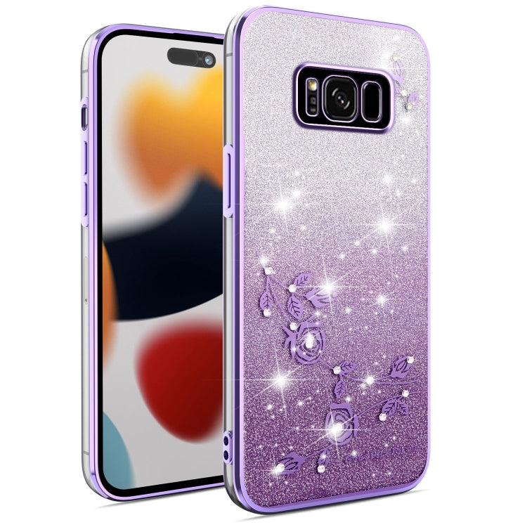 Gradient Glitter Flower All-inclusive Phone Case, For Samsung Galaxy S8, For Samsung Galaxy S8+