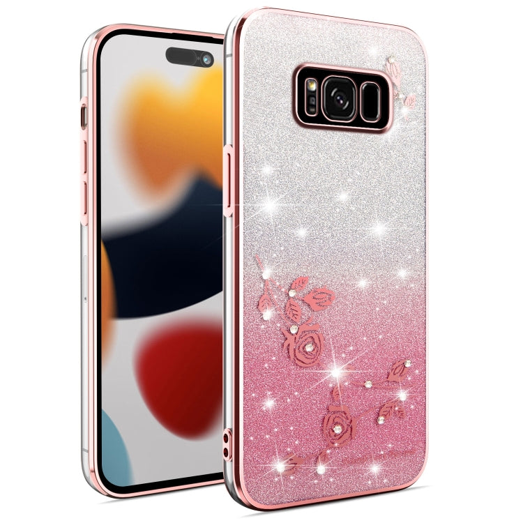 Gradient Glitter Flower All-inclusive Phone Case, For Samsung Galaxy S8, For Samsung Galaxy S8+
