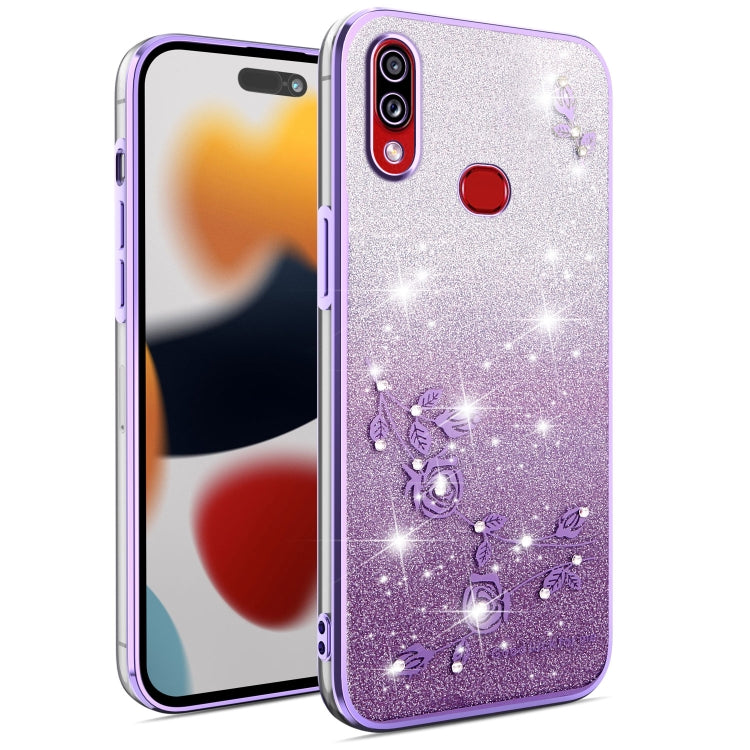 Gradient Glitter Flower All-inclusive Phone Case, For Samsung Galaxy A10s, For Samsung Galaxy S10 5G, For Samsung Galaxy A10, For Samsung Galaxy A50, For Samsung Galaxy S10e, For Samsung Galaxy S10+, For Samsung Galaxy S9+, For Samsung Galaxy S9