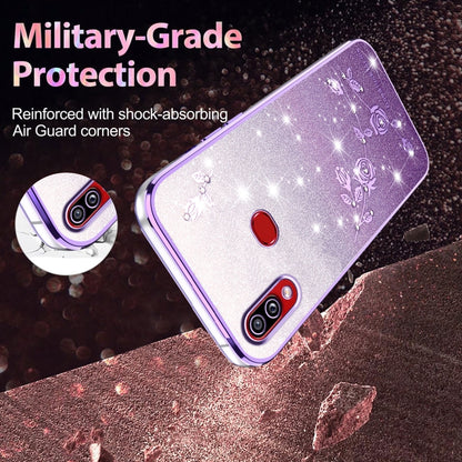 Gradient Glitter Flower All-inclusive Phone Case, For Samsung Galaxy A10s, For Samsung Galaxy S10 5G, For Samsung Galaxy A10, For Samsung Galaxy A50, For Samsung Galaxy S10e, For Samsung Galaxy S10+, For Samsung Galaxy S9+, For Samsung Galaxy S9
