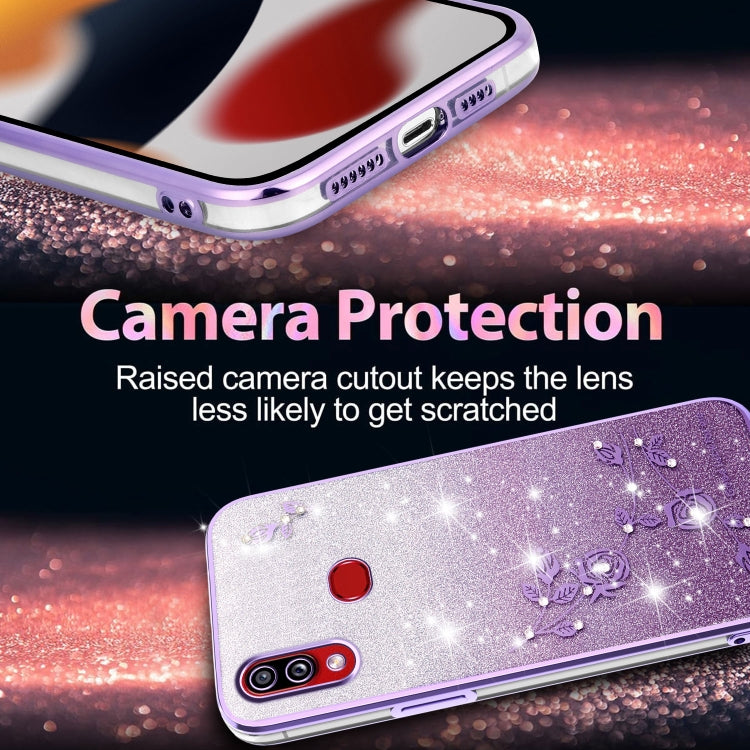 Gradient Glitter Flower All-inclusive Phone Case, For Samsung Galaxy A10s, For Samsung Galaxy S10 5G, For Samsung Galaxy A10, For Samsung Galaxy A50, For Samsung Galaxy S10e, For Samsung Galaxy S10+, For Samsung Galaxy S9+, For Samsung Galaxy S9