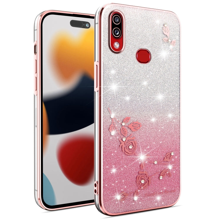 Gradient Glitter Flower All-inclusive Phone Case, For Samsung Galaxy A10s, For Samsung Galaxy S10 5G, For Samsung Galaxy A10, For Samsung Galaxy A50, For Samsung Galaxy S10e, For Samsung Galaxy S10+, For Samsung Galaxy S9+, For Samsung Galaxy S9