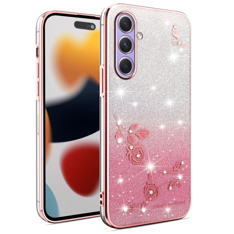 Gradient Glitter Flower All-inclusive Phone Case, For Samsung Galaxy A36, For Samsung Galaxy S25 5G, For Samsung Galaxy S25+ 5G, For Samsung Galaxy S25 Ultra 5G, For Samsung Galaxy A16 5G, For Samsung Galaxy A06 4G, For Samsung Galaxy S24 FE 5G        ...