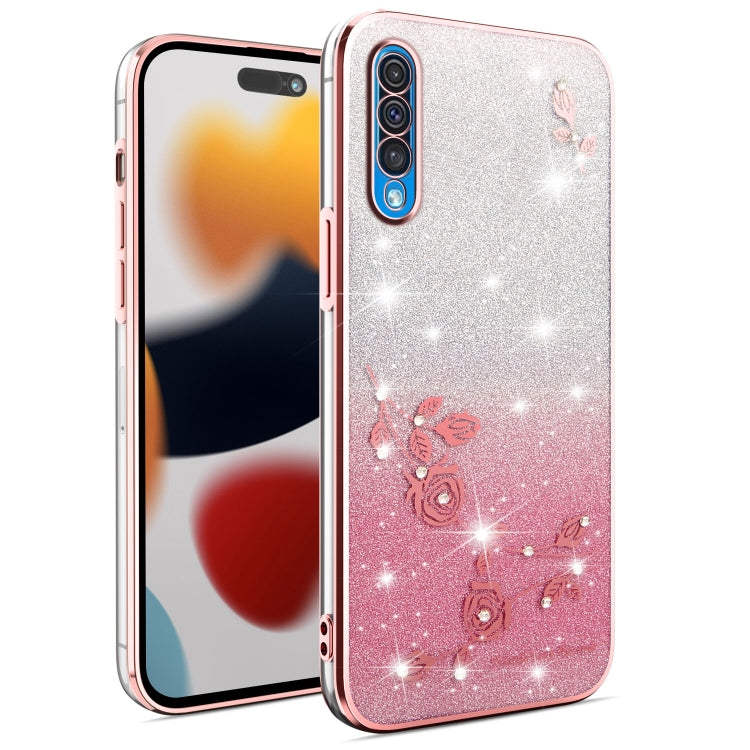 Gradient Glitter Flower All-inclusive Phone Case, For Samsung Galaxy A10s, For Samsung Galaxy S10 5G, For Samsung Galaxy A10, For Samsung Galaxy A50, For Samsung Galaxy S10e, For Samsung Galaxy S10+, For Samsung Galaxy S9+, For Samsung Galaxy S9