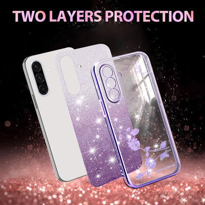 Gradient Glitter Flower All-inclusive Phone Case, For Samsung Galaxy A36, For Samsung Galaxy S25 5G, For Samsung Galaxy S25+ 5G, For Samsung Galaxy S25 Ultra 5G, For Samsung Galaxy A16 5G, For Samsung Galaxy A06 4G, For Samsung Galaxy S24 FE 5G        ...