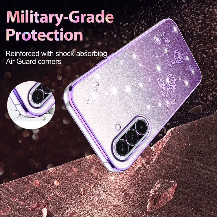 Gradient Glitter Flower All-inclusive Phone Case, For Samsung Galaxy A36, For Samsung Galaxy S25 5G, For Samsung Galaxy S25+ 5G, For Samsung Galaxy S25 Ultra 5G, For Samsung Galaxy A16 5G, For Samsung Galaxy A06 4G, For Samsung Galaxy S24 FE 5G        ...