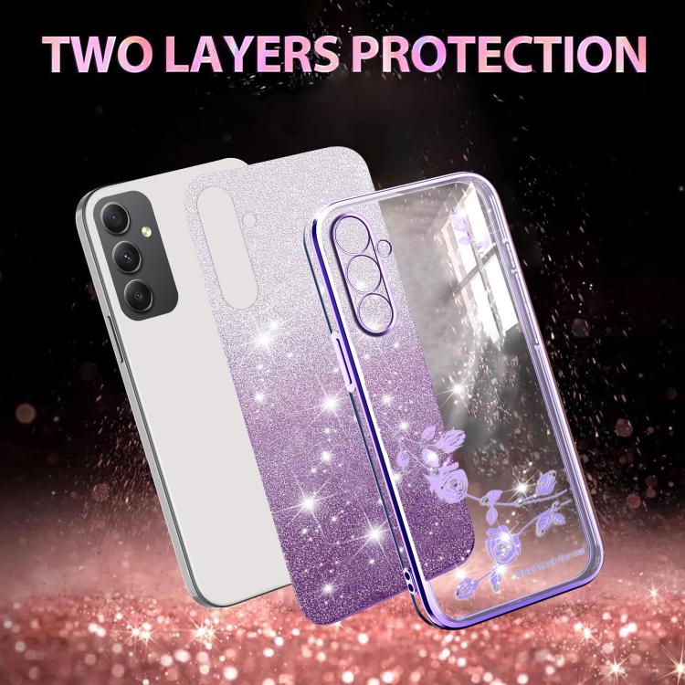 Gradient Glitter Flower All-inclusive Phone Case, For Samsung Galaxy A35, For Samsung Galaxy S24 Ultra 5G, For Samsung Galaxy S24+ 5G, For Samsung Galaxy S24 5G, For Samsung Galaxy A15, For Samsung Galaxy A05, For Samsung Galaxy A05s                   ...