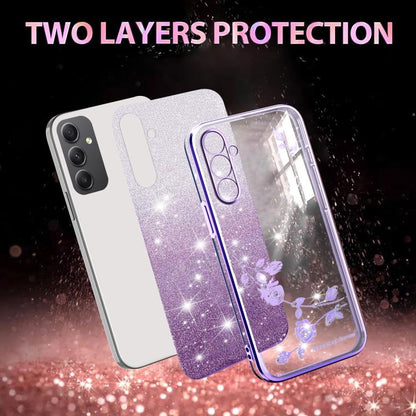 Gradient Glitter Flower All-inclusive Phone Case, For Samsung Galaxy A35, For Samsung Galaxy S24 Ultra 5G, For Samsung Galaxy S24+ 5G, For Samsung Galaxy S24 5G, For Samsung Galaxy A15, For Samsung Galaxy A05, For Samsung Galaxy A05s                   ...