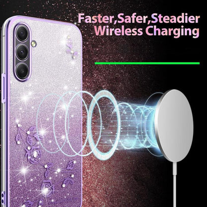 Gradient Glitter Flower All-inclusive Phone Case, For Samsung Galaxy A35, For Samsung Galaxy S24 Ultra 5G, For Samsung Galaxy S24+ 5G, For Samsung Galaxy S24 5G, For Samsung Galaxy A15, For Samsung Galaxy A05, For Samsung Galaxy A05s                   ...