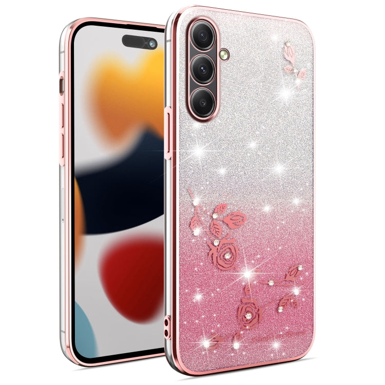 Gradient Glitter Flower All-inclusive Phone Case, For Samsung Galaxy A35, For Samsung Galaxy S24 Ultra 5G, For Samsung Galaxy S24+ 5G, For Samsung Galaxy S24 5G, For Samsung Galaxy A15, For Samsung Galaxy A05, For Samsung Galaxy A05s                   ...