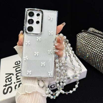 Little Fresh Bow Neck Chain TPU Phone Case, For Samsung Galaxy S23 Ultra 5G, For Samsung Galaxy S23+ 5G, For Samsung Galaxy S23 5G, For Samsung Galaxy A14 5G, For Samsung Galaxy S22 Ultra 5G, For Samsung Galaxy S22+ 5G