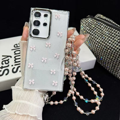 Little Fresh Bow Neck Chain TPU Phone Case, For Samsung Galaxy S23 Ultra 5G, For Samsung Galaxy S23+ 5G, For Samsung Galaxy S23 5G, For Samsung Galaxy A14 5G, For Samsung Galaxy S22 Ultra 5G, For Samsung Galaxy S22+ 5G
