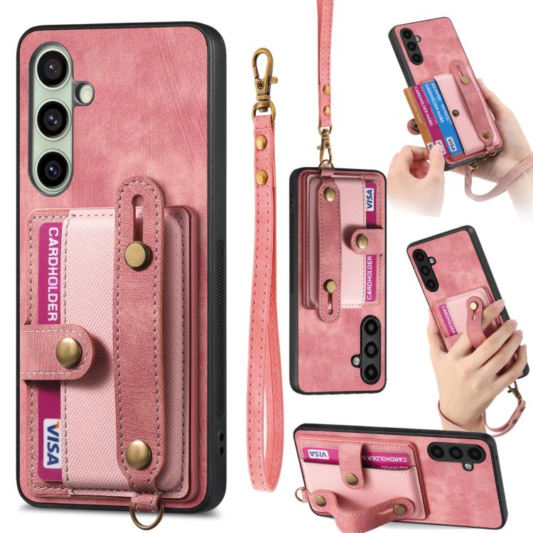 Retro Cross Wristband Wallet Leather Back Phone Case, For Samsung Galaxy A57 5G, For Samsung Galaxy A37 5G, For Samsung Galaxy S25 Edge 5G, For Samsung Galaxy A56 5G