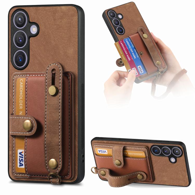 Retro Cross Wristband Wallet Leather Back Phone Case, For Samsung Galaxy A57 5G, For Samsung Galaxy A37 5G, For Samsung Galaxy S25 Edge 5G, For Samsung Galaxy A56 5G