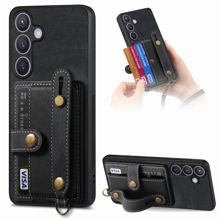 Retro Cross Wristband Wallet Leather Back Phone Case, For Samsung Galaxy A57 5G, For Samsung Galaxy A37 5G, For Samsung Galaxy S25 Edge 5G, For Samsung Galaxy A56 5G