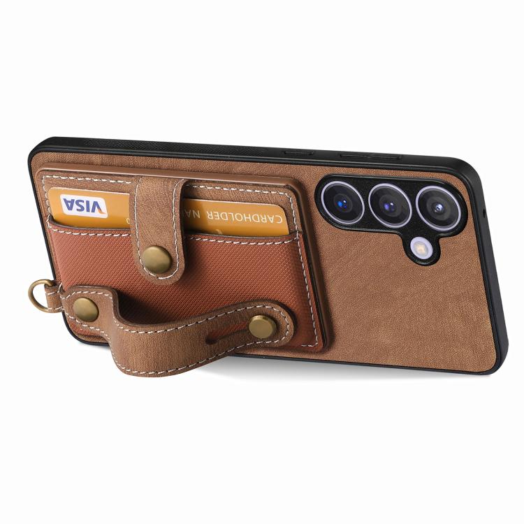 Retro Cross Wristband Wallet Leather Back Phone Case, For Samsung Galaxy A57 5G, For Samsung Galaxy A37 5G, For Samsung Galaxy S25 Edge 5G, For Samsung Galaxy A56 5G