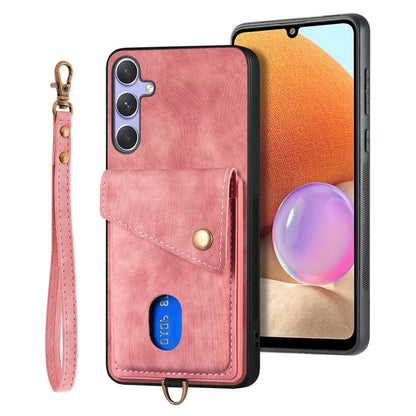 Retro Card Wallet Fold Leather Phone Case with Strap, For Samsung Galaxy A36, For Samsung Galaxy S25 5G, For Samsung Galaxy S25+ 5G, For Samsung Galaxy S25 Ultra 5G