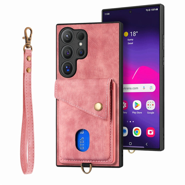 Retro Card Wallet Fold Leather Phone Case with Strap, For Samsung Galaxy A36, For Samsung Galaxy S25 5G, For Samsung Galaxy S25+ 5G, For Samsung Galaxy S25 Ultra 5G