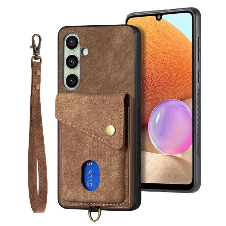 Retro Card Wallet Fold Leather Phone Case with Strap, For Samsung Galaxy A57 5G, For Samsung Galaxy A37 5G, For Samsung Galaxy S25 Edge 5G, For Samsung Galaxy A56 5G
