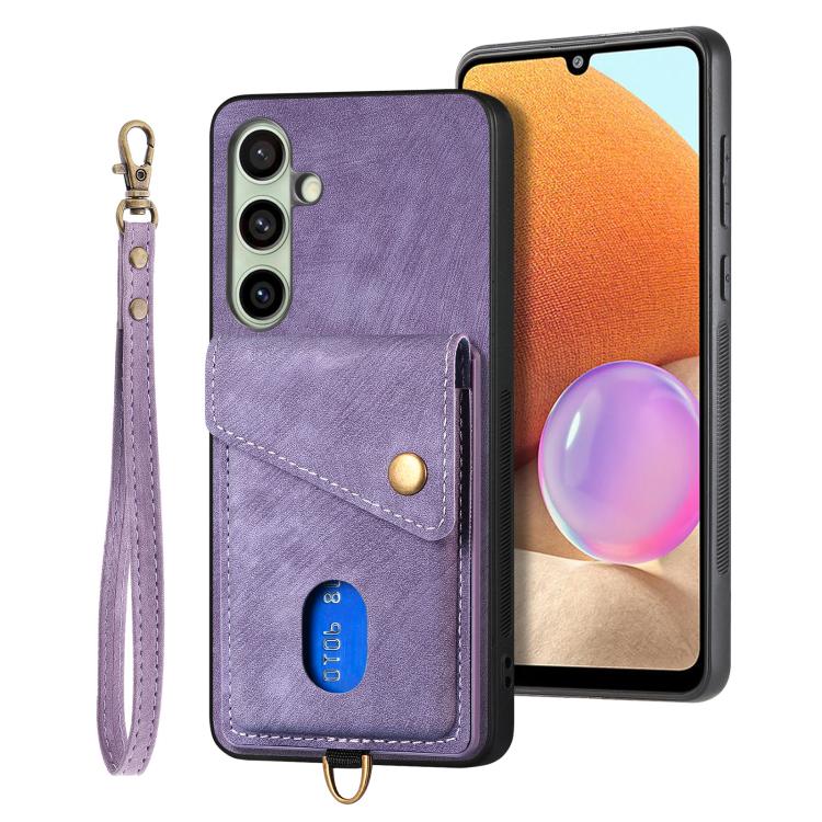 Retro Card Wallet Fold Leather Phone Case with Strap, For Samsung Galaxy A57 5G, For Samsung Galaxy A37 5G, For Samsung Galaxy S25 Edge 5G, For Samsung Galaxy A56 5G