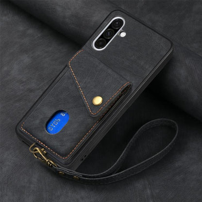 Retro Card Wallet Fold Leather Phone Case with Strap, For Samsung Galaxy A36, For Samsung Galaxy S25 5G, For Samsung Galaxy S25+ 5G, For Samsung Galaxy S25 Ultra 5G