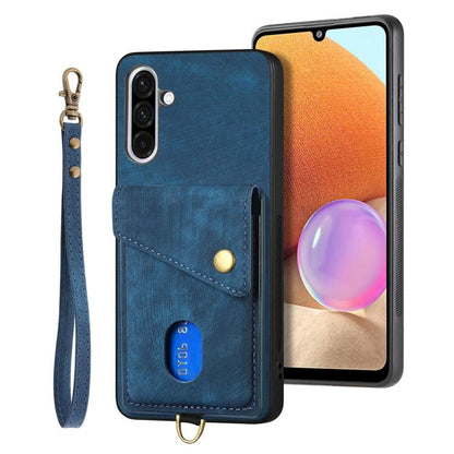 Retro Card Wallet Fold Leather Phone Case with Strap, For Samsung Galaxy A36, For Samsung Galaxy S25 5G, For Samsung Galaxy S25+ 5G, For Samsung Galaxy S25 Ultra 5G