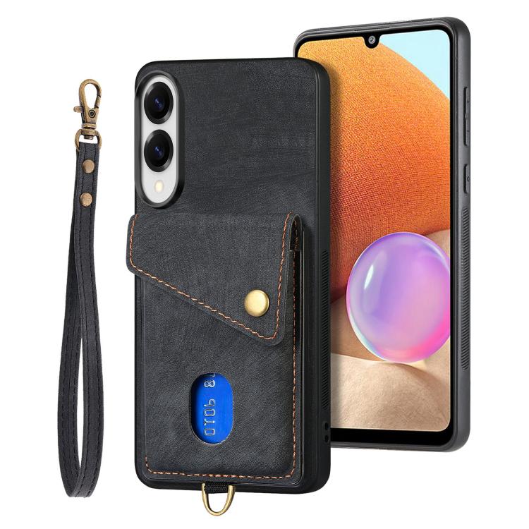 Retro Card Wallet Fold Leather Phone Case with Strap, For Samsung Galaxy A57 5G, For Samsung Galaxy A37 5G, For Samsung Galaxy S25 Edge 5G, For Samsung Galaxy A56 5G