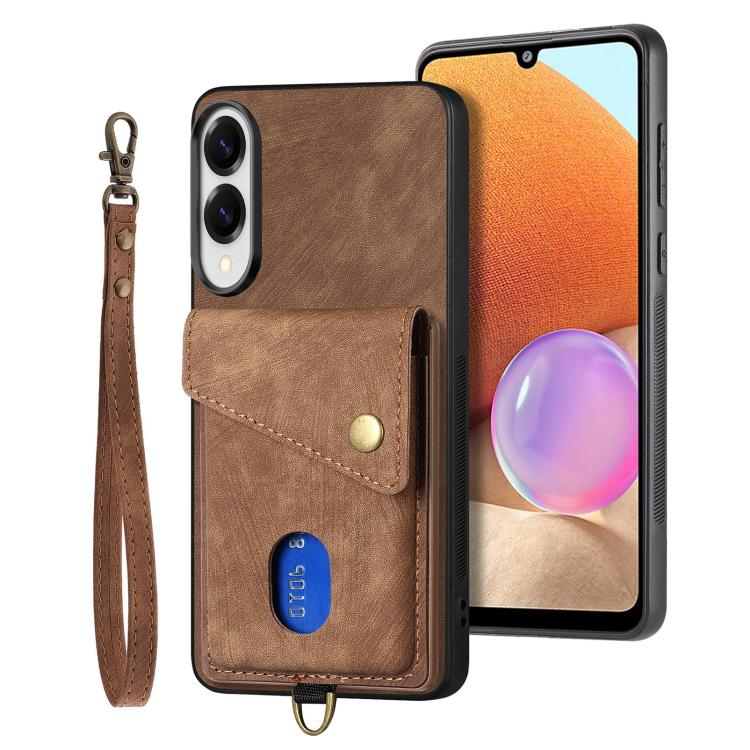 Retro Card Wallet Fold Leather Phone Case with Strap, For Samsung Galaxy A57 5G, For Samsung Galaxy A37 5G, For Samsung Galaxy S25 Edge 5G, For Samsung Galaxy A56 5G