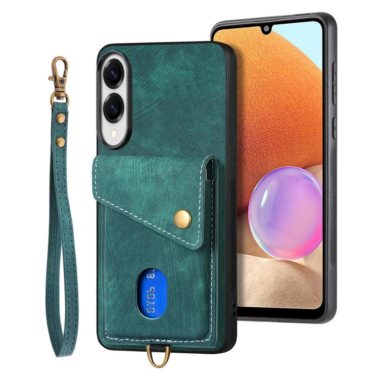 Retro Card Wallet Fold Leather Phone Case with Strap, For Samsung Galaxy A57 5G, For Samsung Galaxy A37 5G, For Samsung Galaxy S25 Edge 5G, For Samsung Galaxy A56 5G