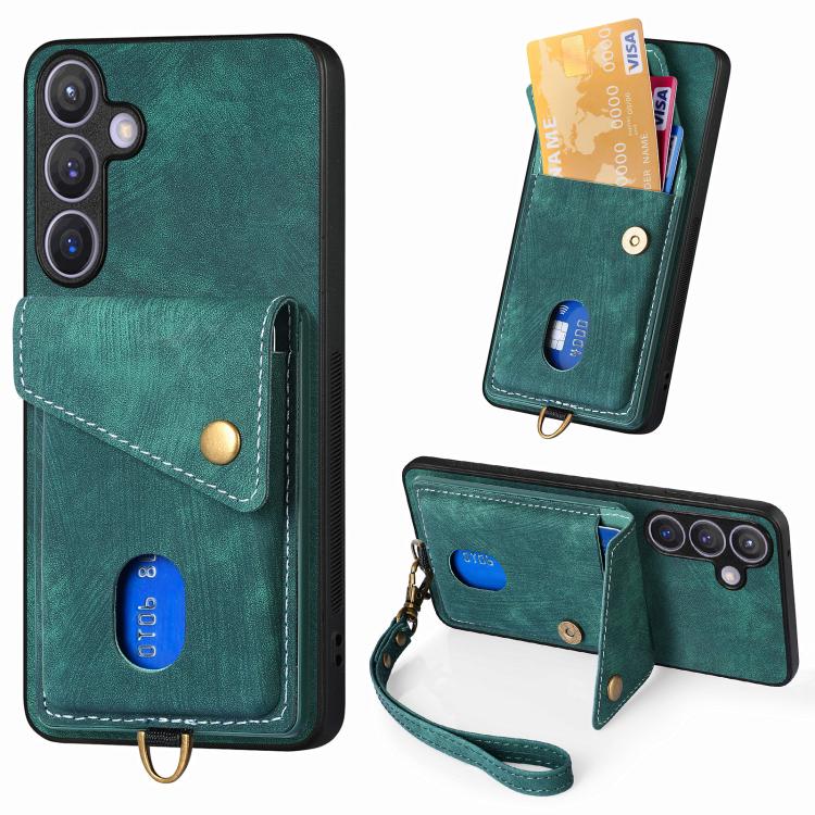 Retro Card Wallet Fold Leather Phone Case with Strap, For Samsung Galaxy A57 5G, For Samsung Galaxy A37 5G, For Samsung Galaxy S25 Edge 5G, For Samsung Galaxy A56 5G