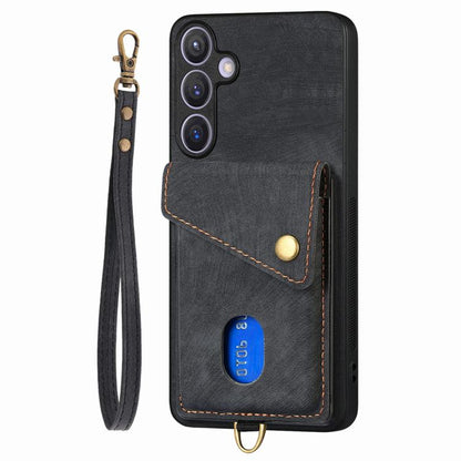 Retro Card Wallet Fold Leather Phone Case with Strap, For Samsung Galaxy A57 5G, For Samsung Galaxy A37 5G, For Samsung Galaxy S25 Edge 5G, For Samsung Galaxy A56 5G