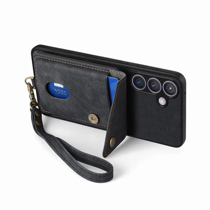 Retro Card Wallet Fold Leather Phone Case with Strap, For Samsung Galaxy A57 5G, For Samsung Galaxy A37 5G, For Samsung Galaxy S25 Edge 5G, For Samsung Galaxy A56 5G
