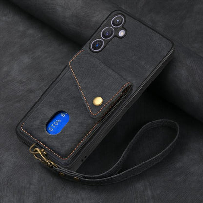Retro Card Wallet Fold Leather Phone Case with Strap, For Samsung Galaxy A57 5G, For Samsung Galaxy A37 5G, For Samsung Galaxy S25 Edge 5G, For Samsung Galaxy A56 5G
