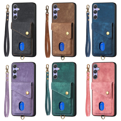 Retro Card Wallet Fold Leather Phone Case with Strap, For Samsung Galaxy A57 5G, For Samsung Galaxy A37 5G, For Samsung Galaxy S25 Edge 5G, For Samsung Galaxy A56 5G