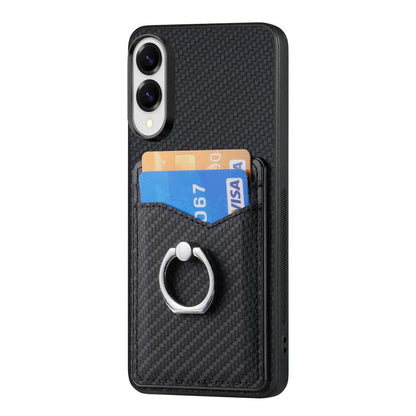 Carbon Fiber Card Wallet Ring Phone Case, For Samsung Galaxy S25 Edge 5G, For Samsung Galaxy A56 5G, For Samsung Galaxy A36, For Samsung Galaxy S25 5G