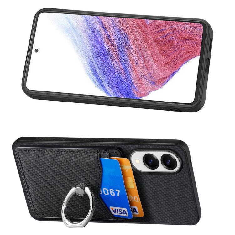 Carbon Fiber Card Wallet Ring Phone Case, For Samsung Galaxy S25 Edge 5G, For Samsung Galaxy A56 5G, For Samsung Galaxy A36, For Samsung Galaxy S25 5G