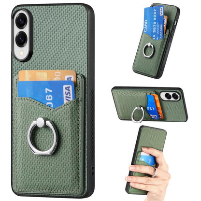 Carbon Fiber Card Wallet Ring Phone Case, For Samsung Galaxy A57 5G, For Samsung Galaxy A37 5G, For Samsung Galaxy S25 Edge 5G, For Samsung Galaxy A56 5G