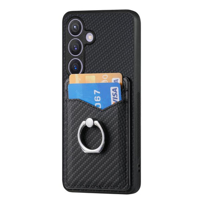 Carbon Fiber Card Wallet Ring Phone Case, For Samsung Galaxy A57 5G, For Samsung Galaxy A37 5G, For Samsung Galaxy S25 Edge 5G, For Samsung Galaxy A56 5G