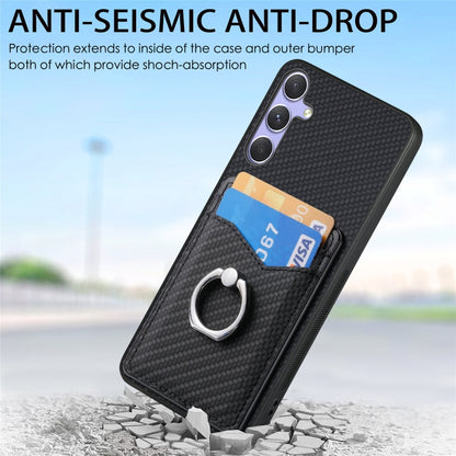 Carbon Fiber Card Wallet Ring Phone Case, For Samsung Galaxy A57 5G, For Samsung Galaxy A37 5G, For Samsung Galaxy S25 Edge 5G, For Samsung Galaxy A56 5G