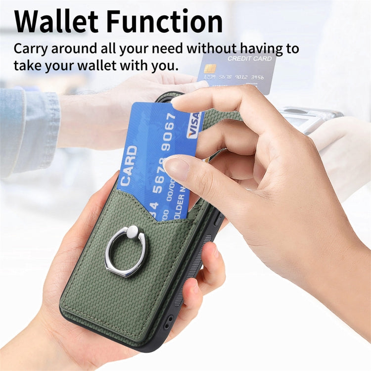 Carbon Fiber Card Wallet Ring Phone Case, For Samsung Galaxy A36, For Samsung Galaxy S25 5G, For Samsung Galaxy S25+ 5G, For Samsung Galaxy S25 Ultra 5G