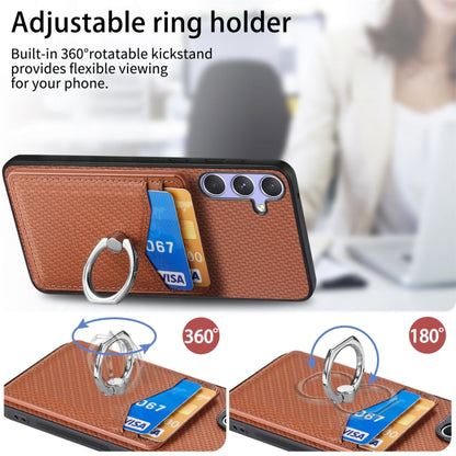 Carbon Fiber Card Wallet Ring Phone Case, For Samsung Galaxy A36, For Samsung Galaxy S25 5G, For Samsung Galaxy S25+ 5G, For Samsung Galaxy S25 Ultra 5G