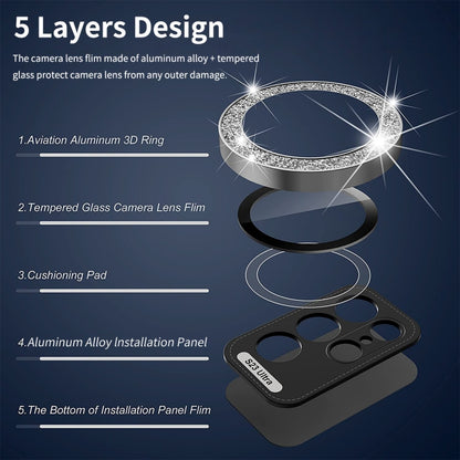 ENKAY Hat-Prince 9H Rear Camera Lens Glitter Aluminium Alloy Tempered Glass Film, For Samsung Galaxy S25 5G, For Samsung Galaxy S25+ 5G, For Samsung Galaxy S25 Ultra 5G