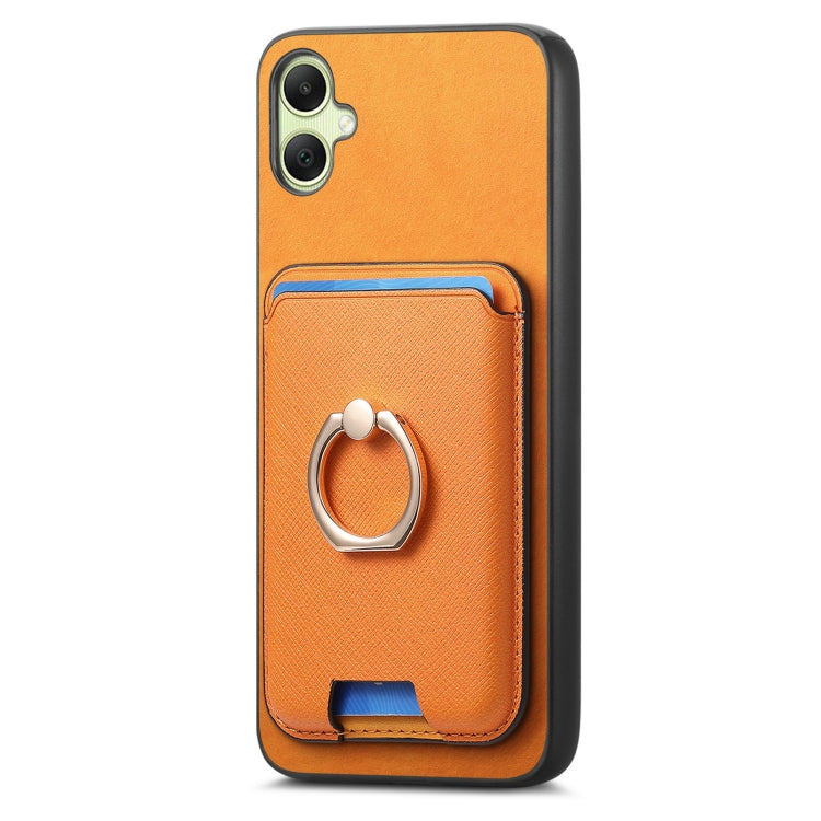 Retro Cross Leather Ring Vertical Insert Card Bag MagSafe Phone Case, For Samsung Galaxy A06, For Samsung Galaxy S24 FE 5G, For Samsung Galaxy XCover 7