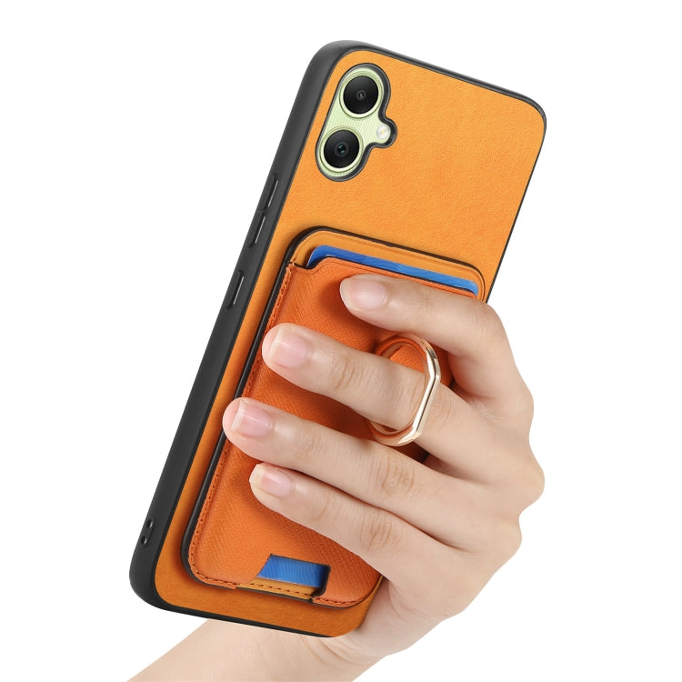 Retro Cross Leather Ring Vertical Insert Card Bag MagSafe Phone Case, For Samsung Galaxy A06, For Samsung Galaxy S24 FE 5G, For Samsung Galaxy XCover 7