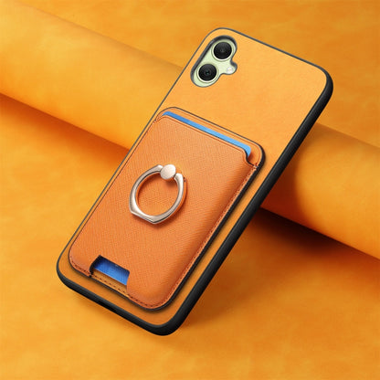 Retro Cross Leather Ring Vertical Insert Card Bag MagSafe Phone Case, For Samsung Galaxy A06, For Samsung Galaxy S24 FE 5G, For Samsung Galaxy A55 5G