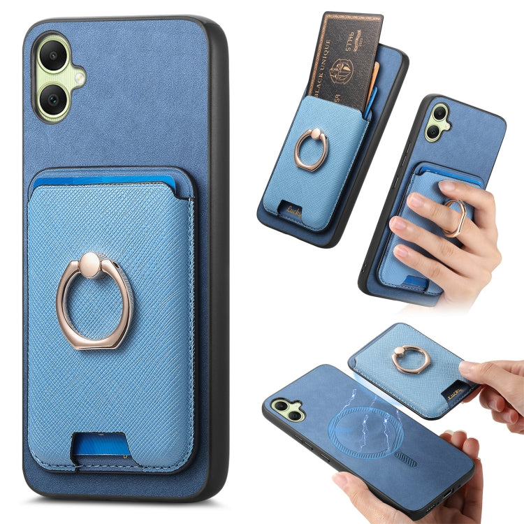 Retro Cross Leather Ring Vertical Insert Card Bag MagSafe Phone Case, For Samsung Galaxy A06, For Samsung Galaxy S24 FE 5G, For Samsung Galaxy A55 5G