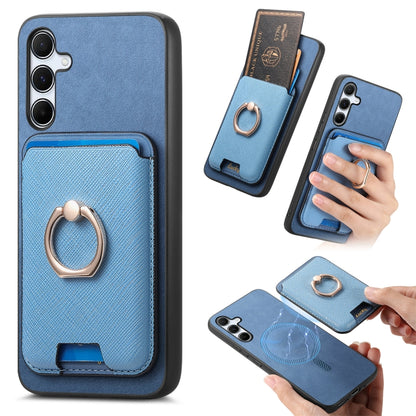 Retro Cross Leather Ring Vertical Insert Card Bag MagSafe Phone Case, For Samsung Galaxy A35 5G, For Samsung Galaxy S24 Ultra 5G, For Samsung Galaxy S24+ 5G