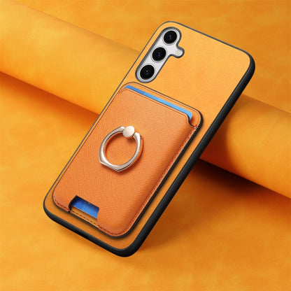 Retro Cross Leather Ring Vertical Insert Card Bag MagSafe Phone Case, For Samsung Galaxy S24 5G, For Samsung Galaxy A15, For Samsung Galaxy A05