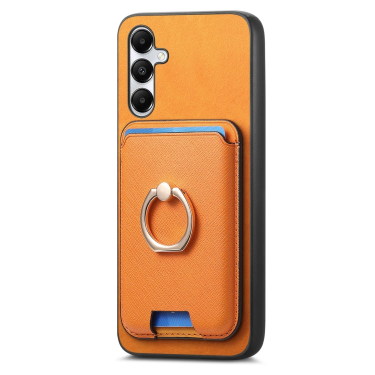 Retro Cross Leather Ring Vertical Insert Card Bag MagSafe Phone Case, For Samsung Galaxy A05s, For Samsung Galaxy A25, For Samsung Galaxy S23 FE 5G